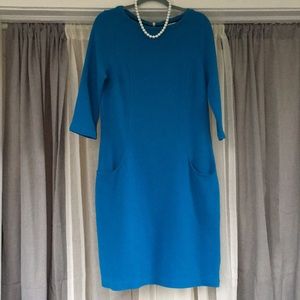 BODEN Blue 3/4 Sleeve Dress Thick Cotton  Size 10